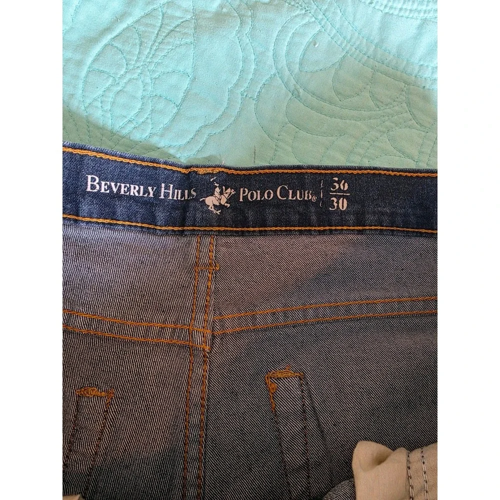 Beverly Hills Polo Club Mens Dark Wash Slim Straight Jeans 36x30 Stretch Denim‎